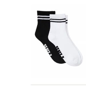 *PINK QUARTER SOCK 2 PACK BLK/WHT*